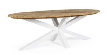 Solid wood indoor/outdoor table "Palmdale" white - 240 x 110 cm, made of teak