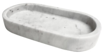 Noble oval marble tray, white, 33 cm