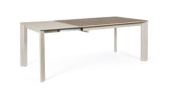 Table de salle à manger design céramique à rallonges "Briva" 140 - 200 x 90 cm - Taupe/gris brun