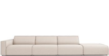 Grosses, hochwertiges 4-Sitzer Outdoor Sofa „Maui“ mit Ottomane / Cozy Beige