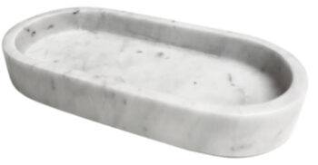 Noble oval marble tray, white, 22 cm