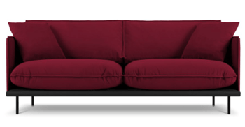 3 seater design sofa "Auguste" with velvet cover - dark red