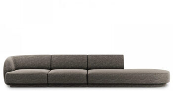 4-seater designer sofa "Miley" with ottoman - chenille gray