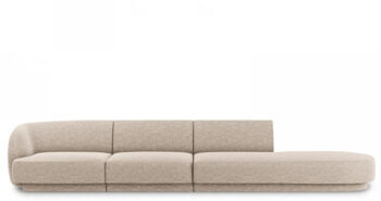 4-seater designer sofa "Miley" with ottoman - chenille beige