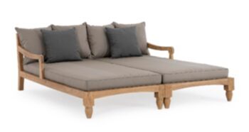 Grand daybed In-/Outdoor "Bali" en teck, taupe