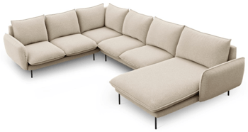 Grosses Design U-Sofa „Emilia“ - Strukturstoff Beige