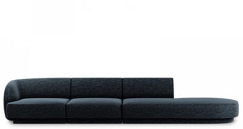 4-seater designer sofa "Miley" with ottoman - chenille dark blue