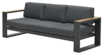3 seater garden sofa "Plaza" - Carbon Black/Teak