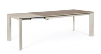 Table de salle à manger design en céramique extensible "Briva" 160 - 220 x 90 cm - Taupe/gris brun