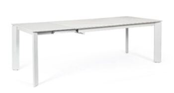 Extendable ceramic design dining table "Briva" 160 - 220 x 90 cm - white/marble look