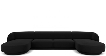 Grand canapé en U design "Emilia" - tissu structuré écru