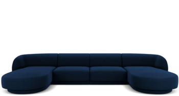 Design Panorama U-Sofa „Miley“ - Königsblau