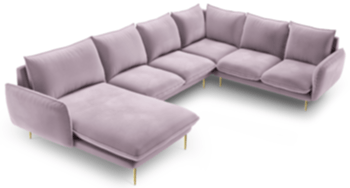 Grosses Design U-Samtsofa „Emilia“ - Lavendel