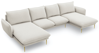 Design U-Sofa „Emilia“ 350 x 170 cm - Strukturstoff Ecru