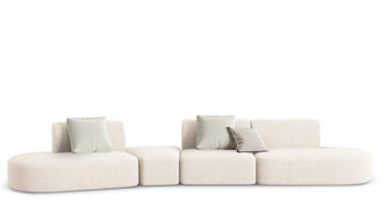 6 seater design sofa "Chiara" Chenille without backrest - Left