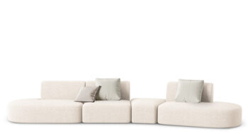 6 seater design sofa "Chiara" chenille without backrest - right side