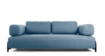 3 seater design sofa "Flexx" 232 cm - light blue