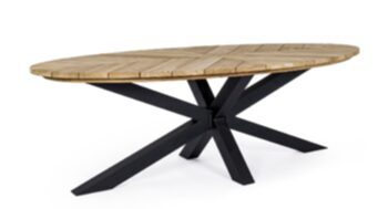 Massivholz In-/Outdoor Tisch „Palmdale“ Schwarz, 240 x110 cm, aus Teakholz