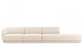 4-seater designer sofa "Miley" with ottoman - Chenille Light Beige