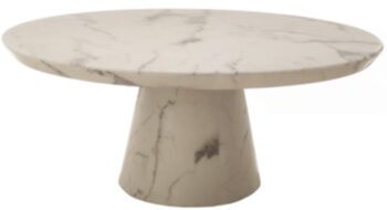 Design coffee table Disk Marble Look White Ø 100 cm