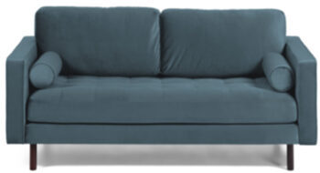 2 seater velvet sofa "Debory" with removable covers - Petrol