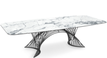 Table de salle à manger design extensible "Latour" - Invisible White / Noir