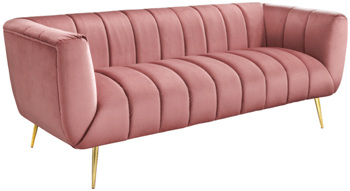 3 seater design velvet sofa "Noblesse" - pink / gold
