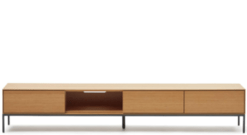 Design Lowboard „Valencia“ 195 x 35 cm - Eiche/Schwarz