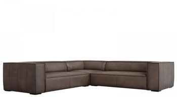 5 seater leather corner sofa "Agawa" - olive brown