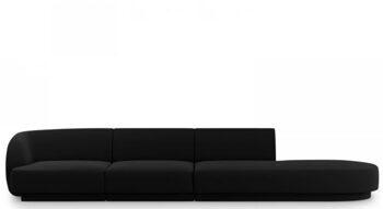 4 seater design sofa "Miley" with ottoman - with velvet cover Black