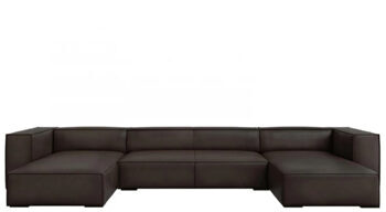 6 seater leather panoramic sofa "Agawa" - graphite
