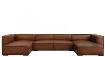6 seater leather panoramic sofa "Agawa" - Brown
