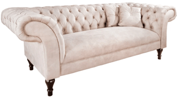 3 seater design velvet sofa "New Paris" - champagne