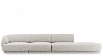 4-seater designer sofa "Miley" with ottoman - chenille light gray