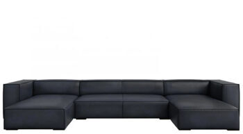 6 seater leather panoramic sofa "Agawa" - dark blue