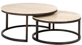 Design coffee table SET "Avalon" with travertine table top