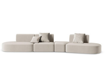 6 seater design sofa "Chiara" velvet without backrest - right side