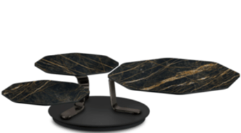 Ausziehbarer Designer Couchtisch „Batis“ mit rotierenden Tischplatten - Black Desire/ Schwarz