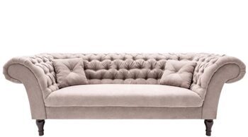 3 seater design velvet sofa "New Paris" - Greige