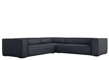 5 seater leather corner sofa "Agawa" - dark blue