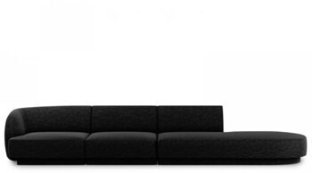 4-seater designer sofa "Miley" with ottoman - chenille black
