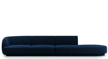 4 seater design sofa "Miley" with ottoman - with velvet cover royal blue