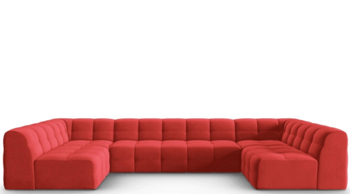 7-Sitzer Design Panoramasofa „Kendal“ Bezug: Rot