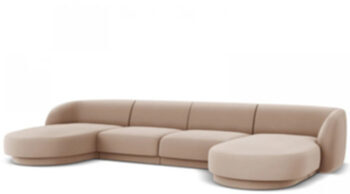 Design Panorama U-Sofa „Miley“ - mit Samtbezug Cappuccino