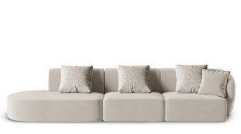 4 seater design sofa "Chiara" velvet with ottoman - Left