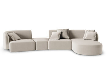 5 seater design sofa "Chiara" velvet without backrest - right side