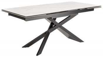 Extendable designer dining table "Euphoria" in ceramic 180-220-260 x 90 cm - light marble look