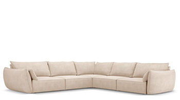 Grand canapé d'angle design 7 places "Vanda" - revêtement chenille
