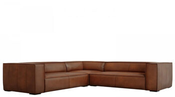 5 seater leather corner sofa "Agawa" - Brown