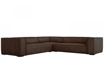 5 seater leather corner sofa "Agawa" - dark brown
